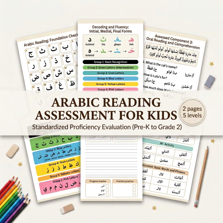 Progressive Modern Standard Arabic (MSA) Reading Assessment for Kids