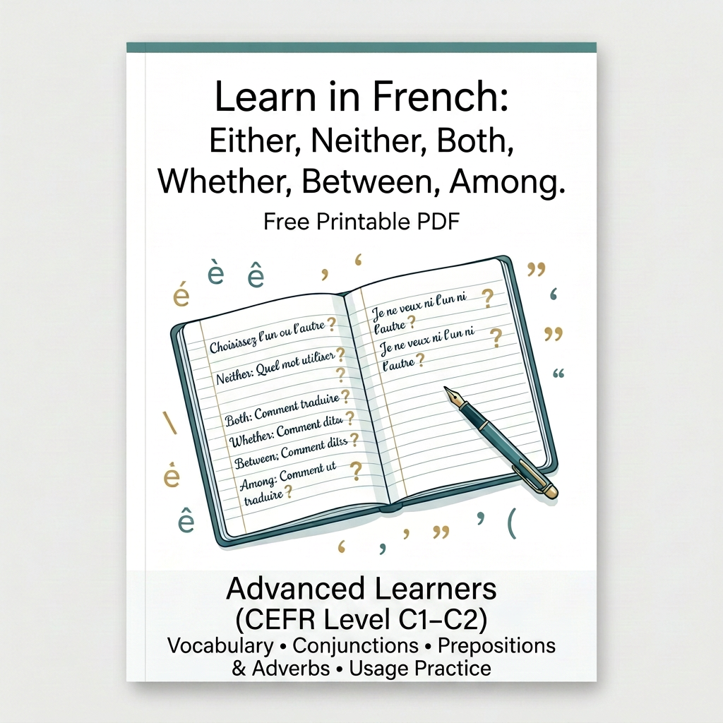 Learning French: Either, Neither, Both, Whether, Between, Among.